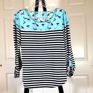 NY Collection Striped and Patterned Top